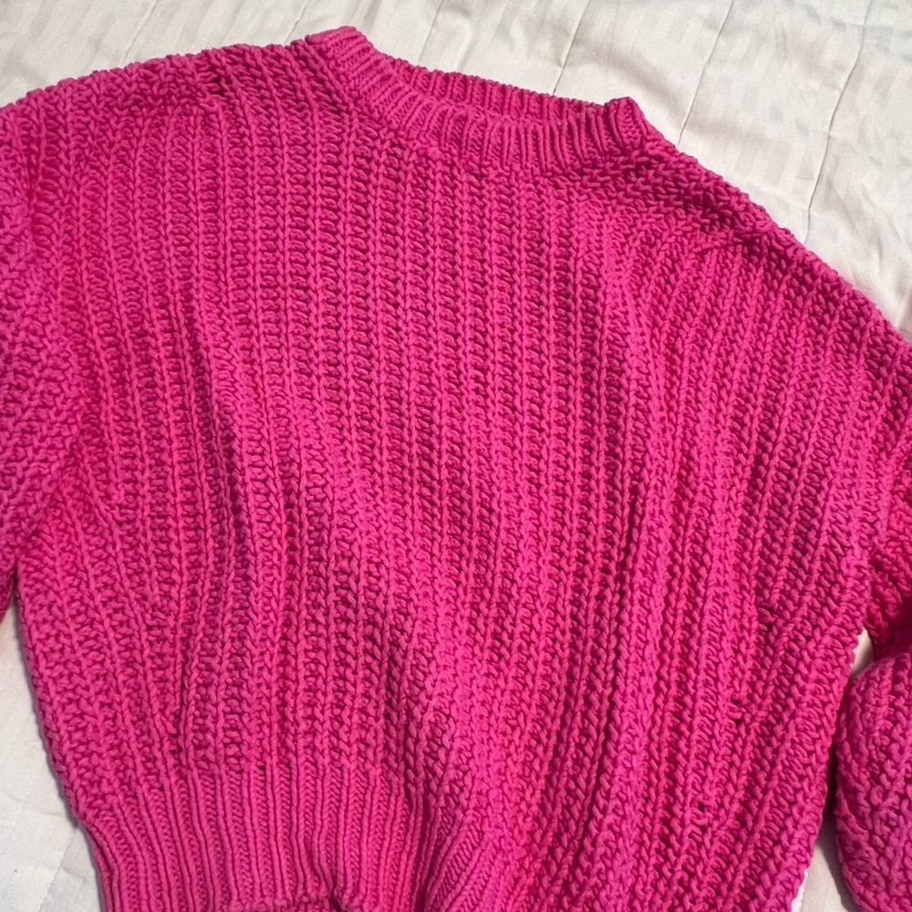 Babaa Vibrant Pink Crew Neck Sweater